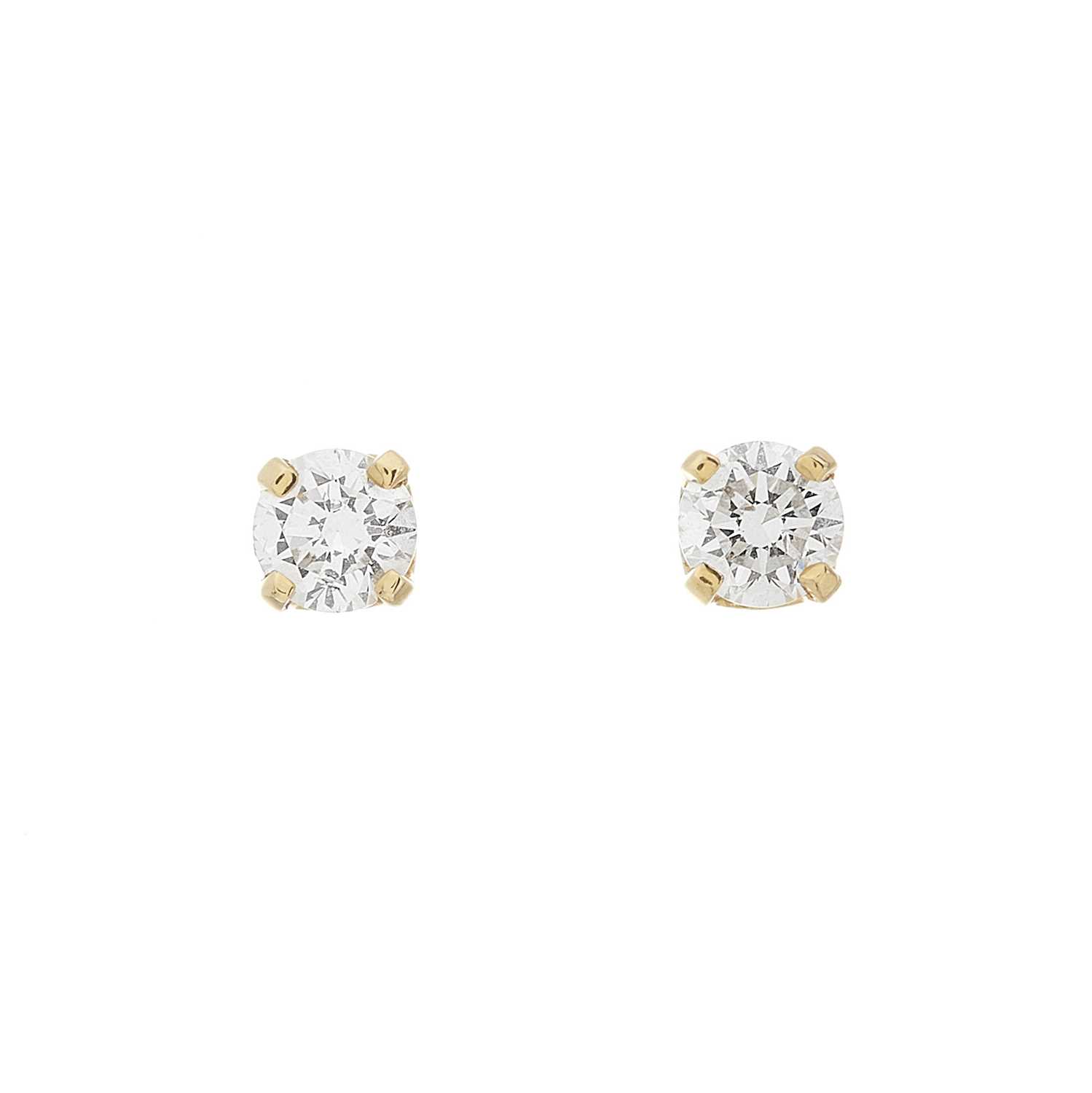 A pair of 18ct gold brilliant-cut diamond single-stone stud earrings