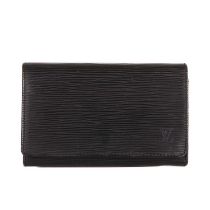 Louis Vuitton, an epi Tresor wallet, crafted from black textured epi leather, featuring a front flap