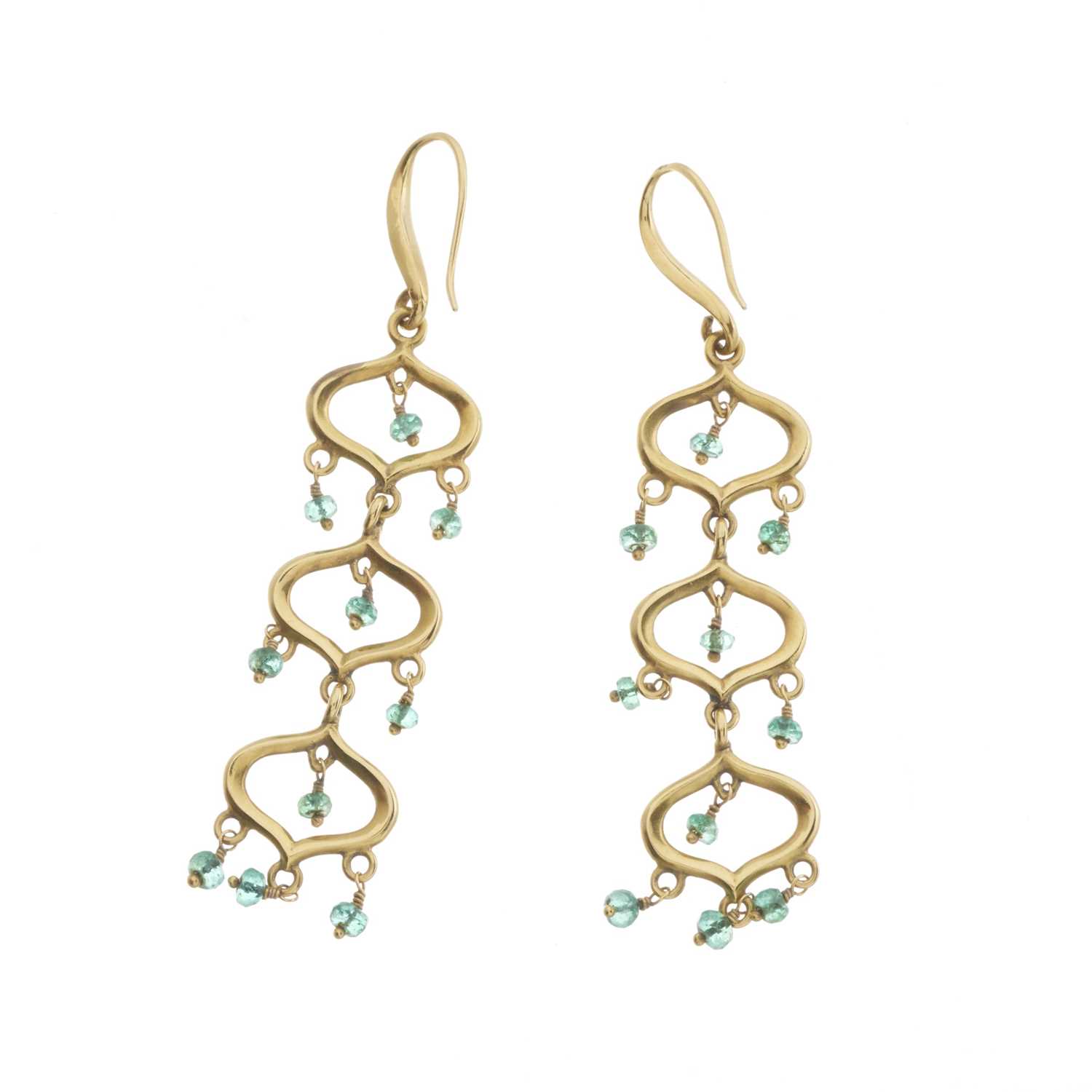 A pair of 18ct gold emerald drop earrings - Image 2 of 2