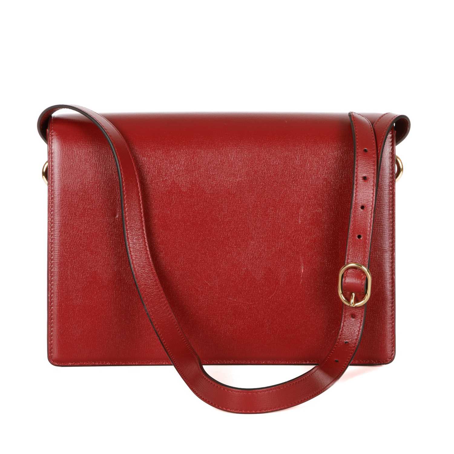 Gucci, a red leather satchel, featuring an adjustable leather shoulder strap, magnetic flap - Image 3 of 5