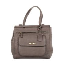 Tod's, a grey leather Front Pocket handbag, featuring brushed silver-tone hardware, two front