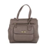 Tod's, a grey leather Front Pocket handbag, featuring brushed silver-tone hardware, two front