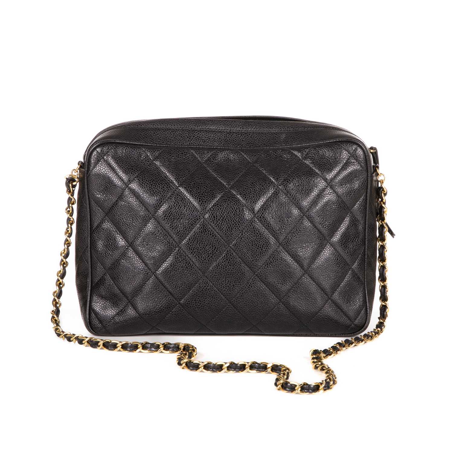 Chanel, a vintage large caviar camera bag, designed with a diamond quilted black caviar leather - Image 5 of 6