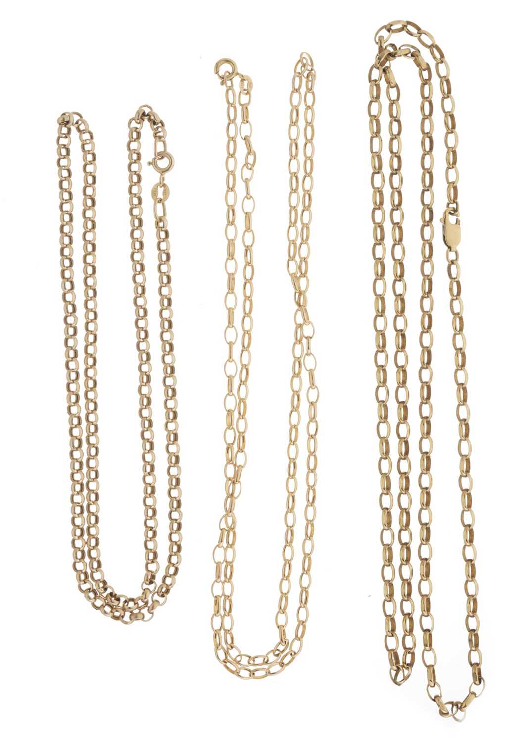 Three 9ct gold belcher-link necklaces - Image 2 of 2