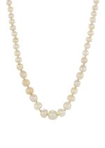 An early 20th century natural pearl necklace, with diamond clasp