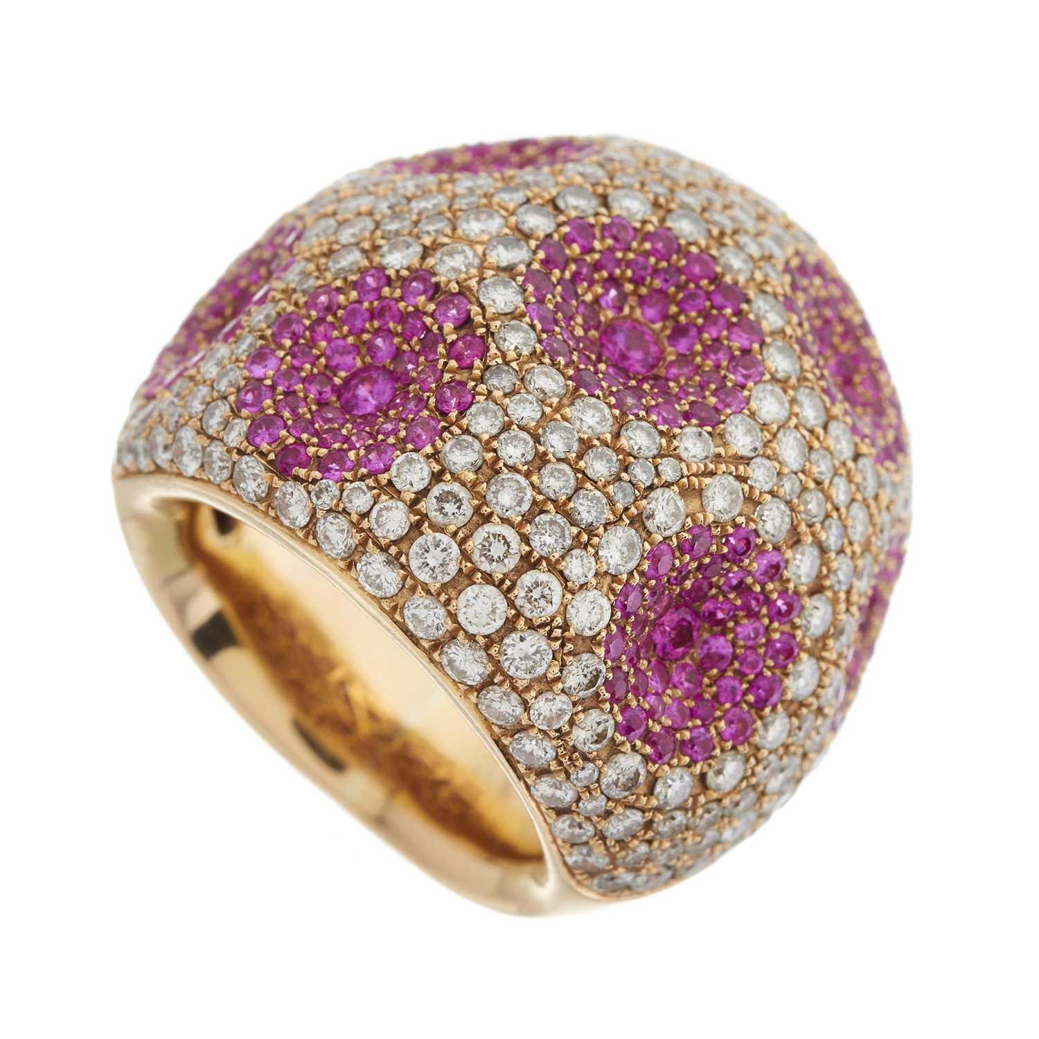 An 18ct gold diamond and pink sapphire cocktail ring - Image 3 of 3