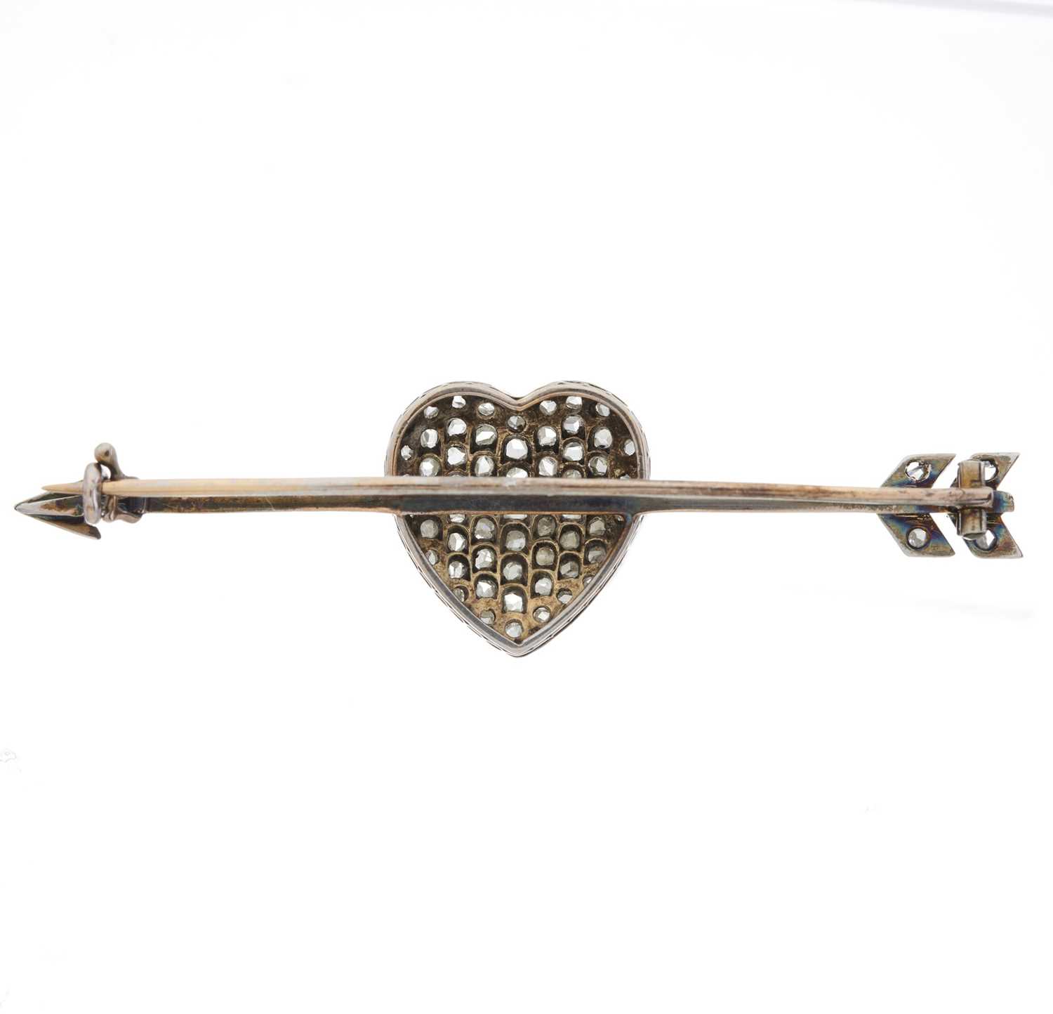 A late Victorian platinum diamond heart and arrow brooch - Image 2 of 2