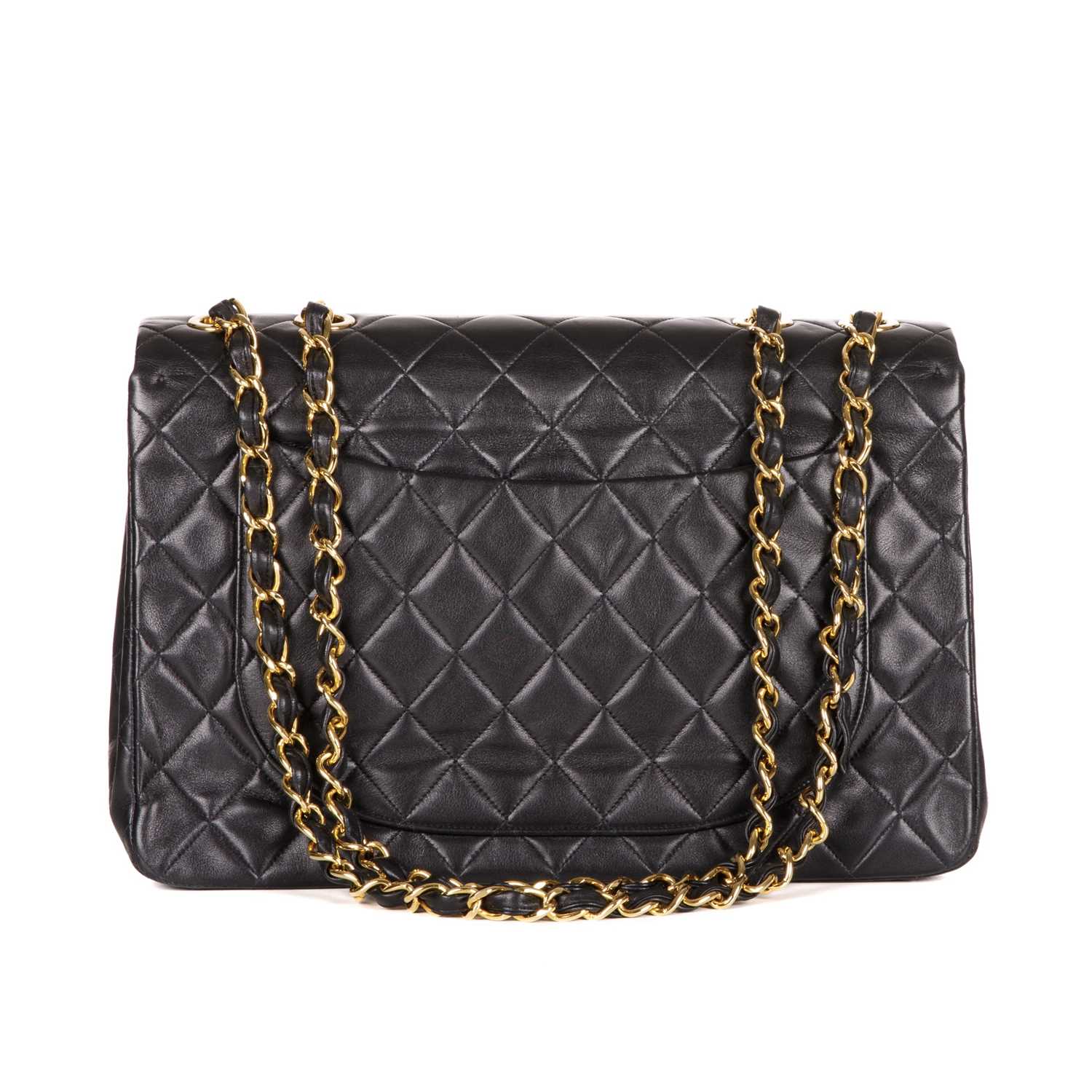Chanel, a vintage Maxi Single Flap handbag, designed with a diamond quilted black leather - Bild 2 aus 4