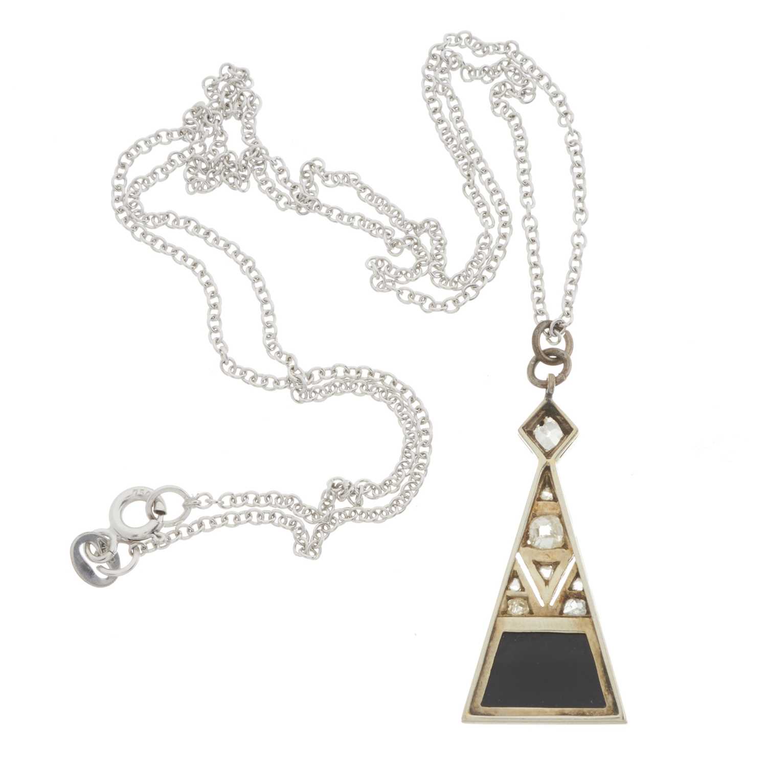 An Art Deco diamond and onyx geometric necklace - Image 2 of 2