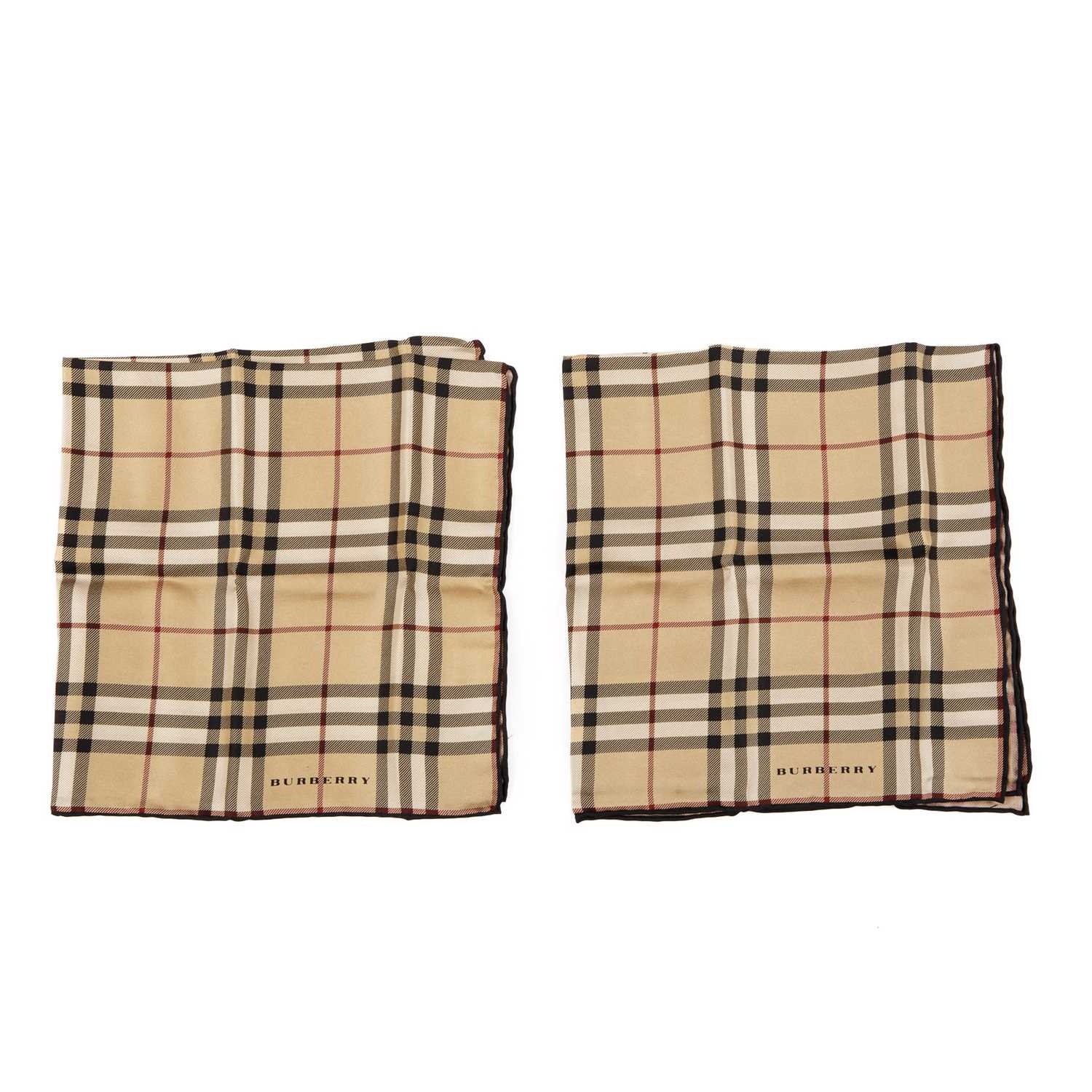 Burberry, two Nova Check silk handkerchiefs, with hand-rolled edges, measuring 47 by 47cm, with - Image 3 of 6
