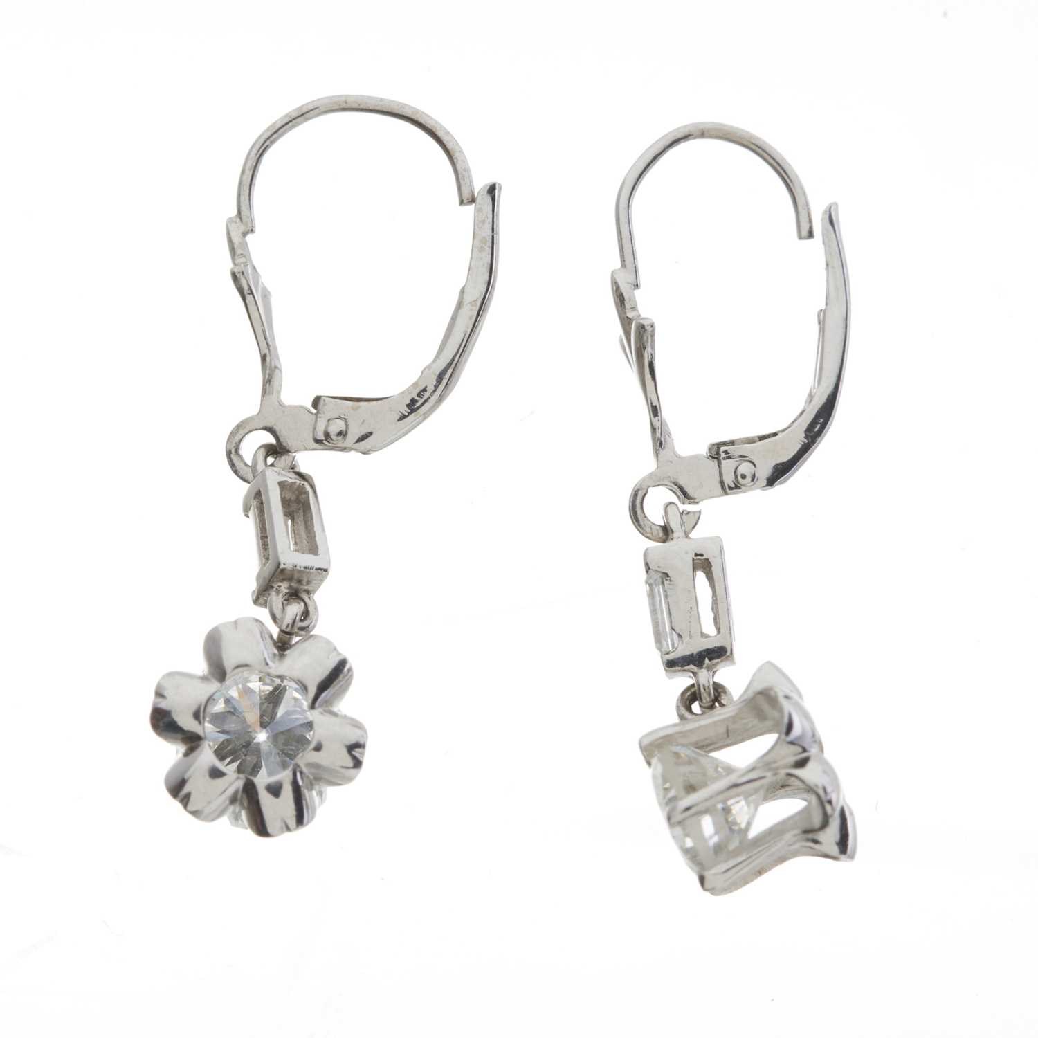 A pair of brilliant-cut diamond drop earrings - Image 2 of 2