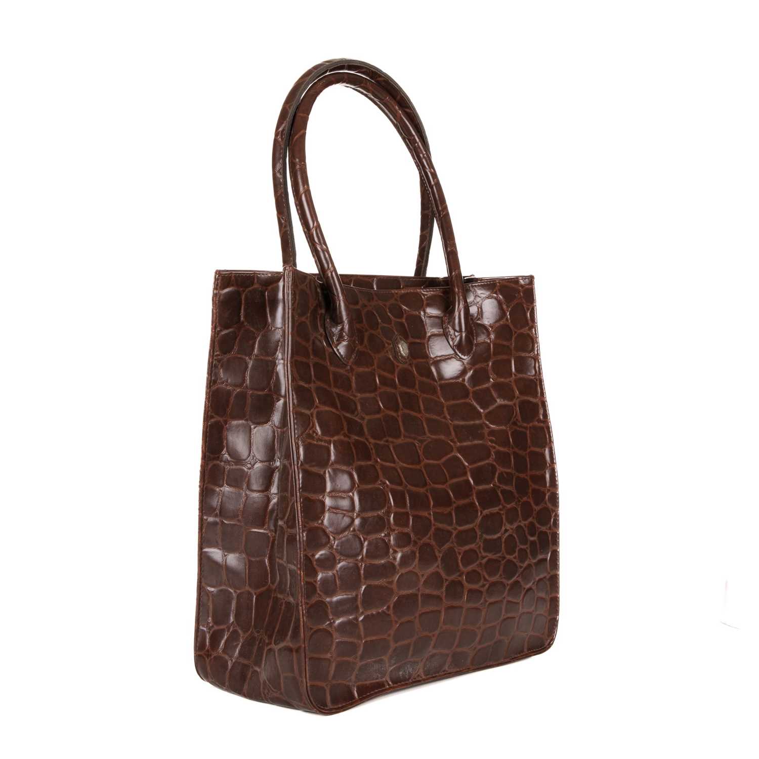 Ralph Lauren, a Safari crocodile embossed tote and toiletry pouch, crafted from brown crocodile - Image 3 of 4