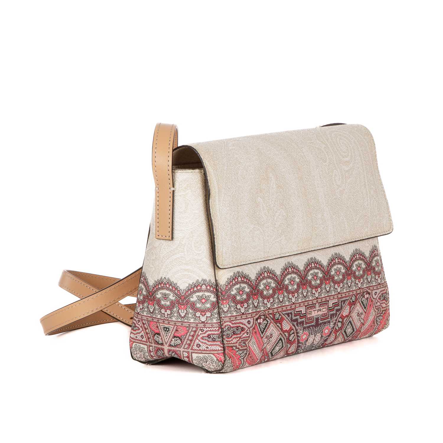Etro, a coated canvas crossbody handbag, featuring a subtle paisley pattern to the cream exterior - Image 5 of 6