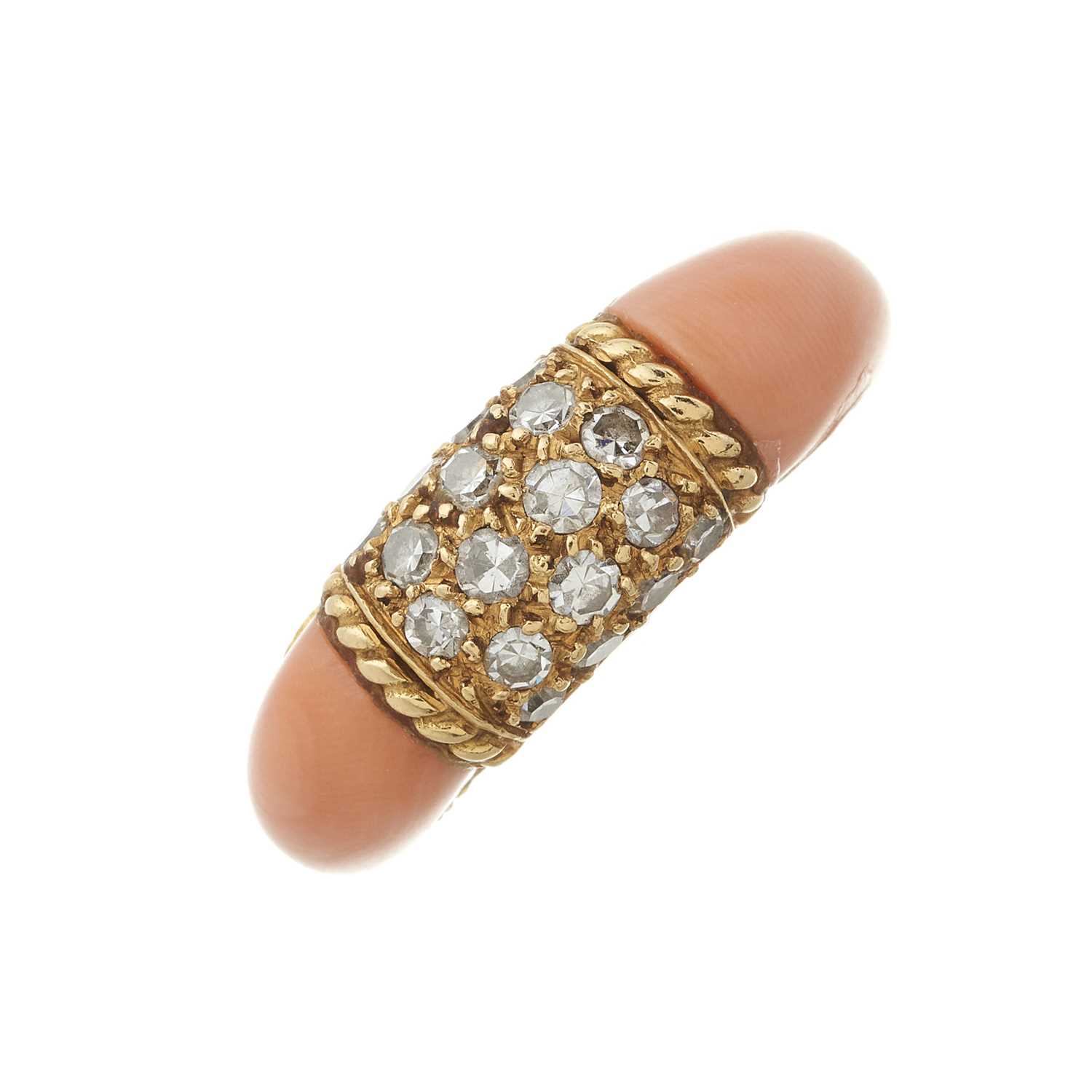 Van Cleef & Arpels, a vintage 18ct gold coral and diamond Philippine ring