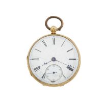 Alfred Smith, Huddersfield, an 18ct gold open face pocket watch, circa 1853
