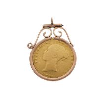 Victoria, a half sovereign coin, dated 1846, with 9ct gold pendant mount