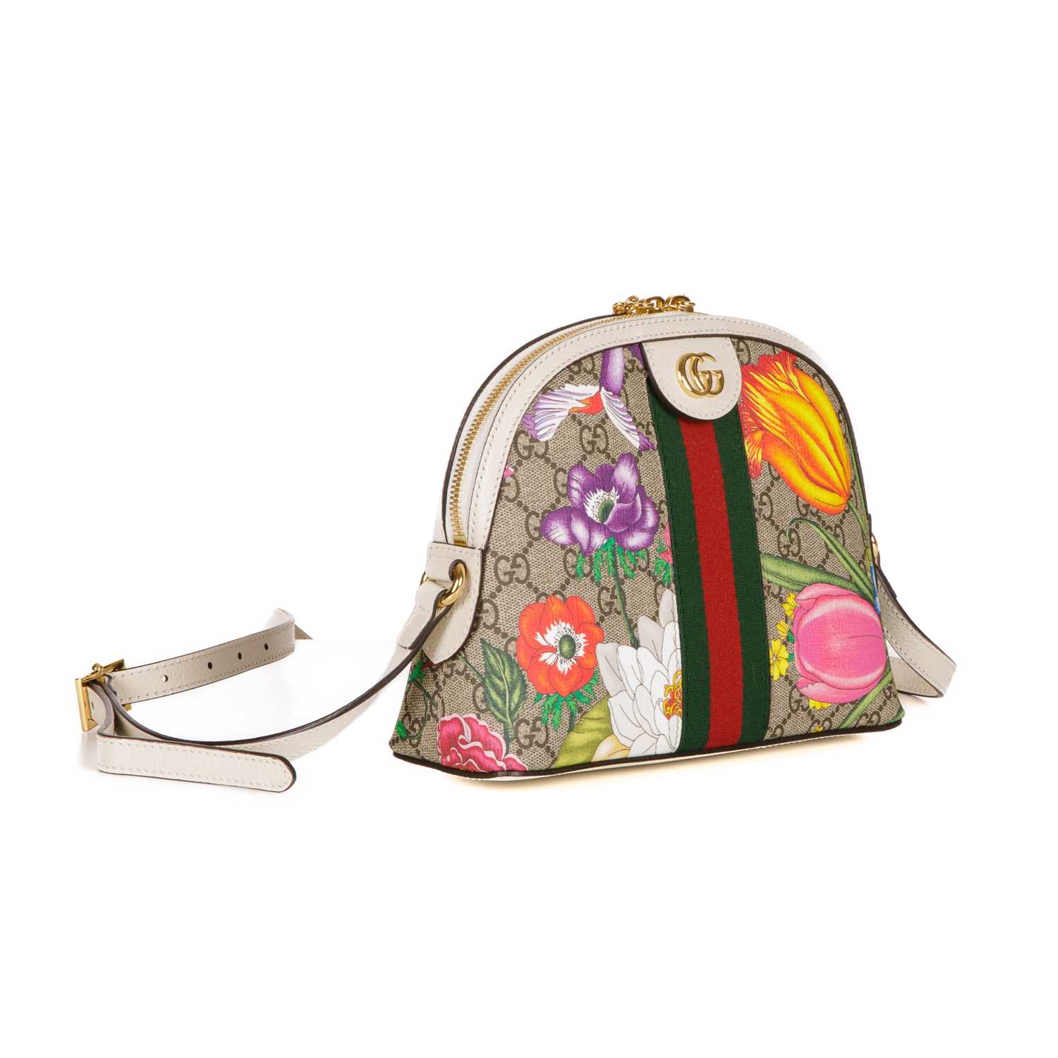 Gucci, a Supreme Floral Web Ophidia handbag, crafted from beige GG coated canvas, overlayed with - Image 3 of 4