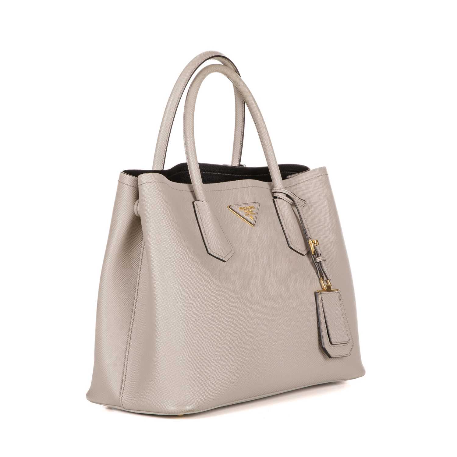 Prada, a Double Tote, featuring a grey saffiano leather exterior with contrasting smooth black - Image 3 of 4