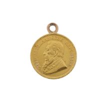 South Africa, a gold coin pendant dated 1895