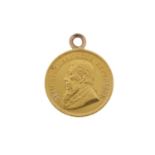 South Africa, a gold coin pendant dated 1895