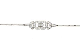 An Art Deco platinum diamond geometric bracelet