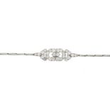 An Art Deco platinum diamond geometric bracelet