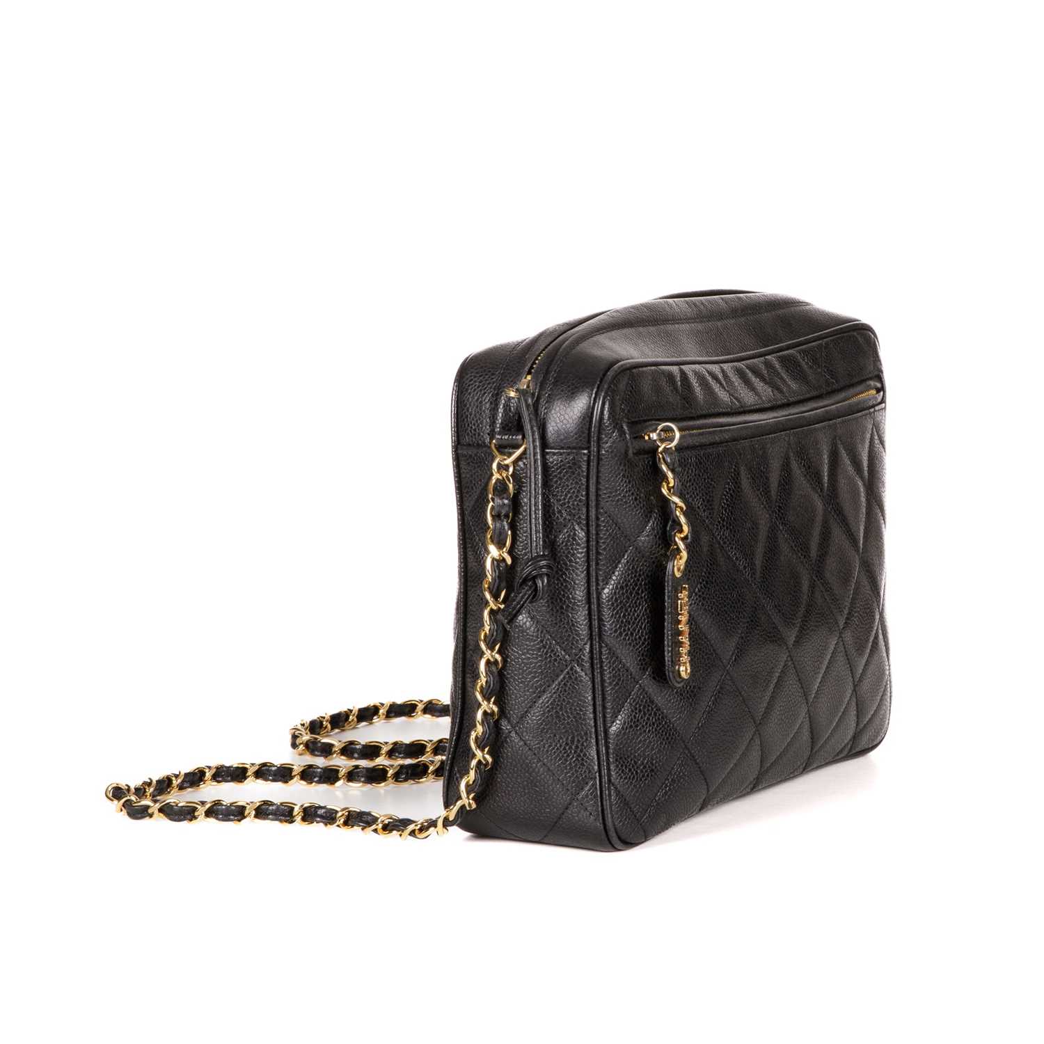 Chanel, a vintage large caviar camera bag, designed with a diamond quilted black caviar leather - Image 4 of 6