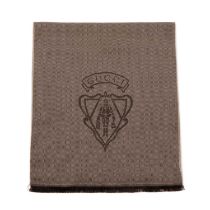 Gucci, a wool scarf, designed with a chevron pattern, featuring the maker's Hysteria logo crest, and