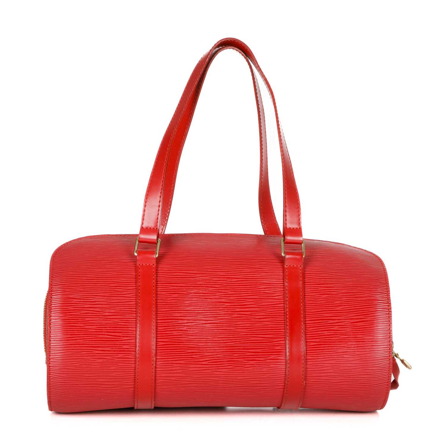 Louis Vuitton, a red epi Soufflot handbag w/pouch, designed with a cylindrical shape, with double - Image 2 of 4