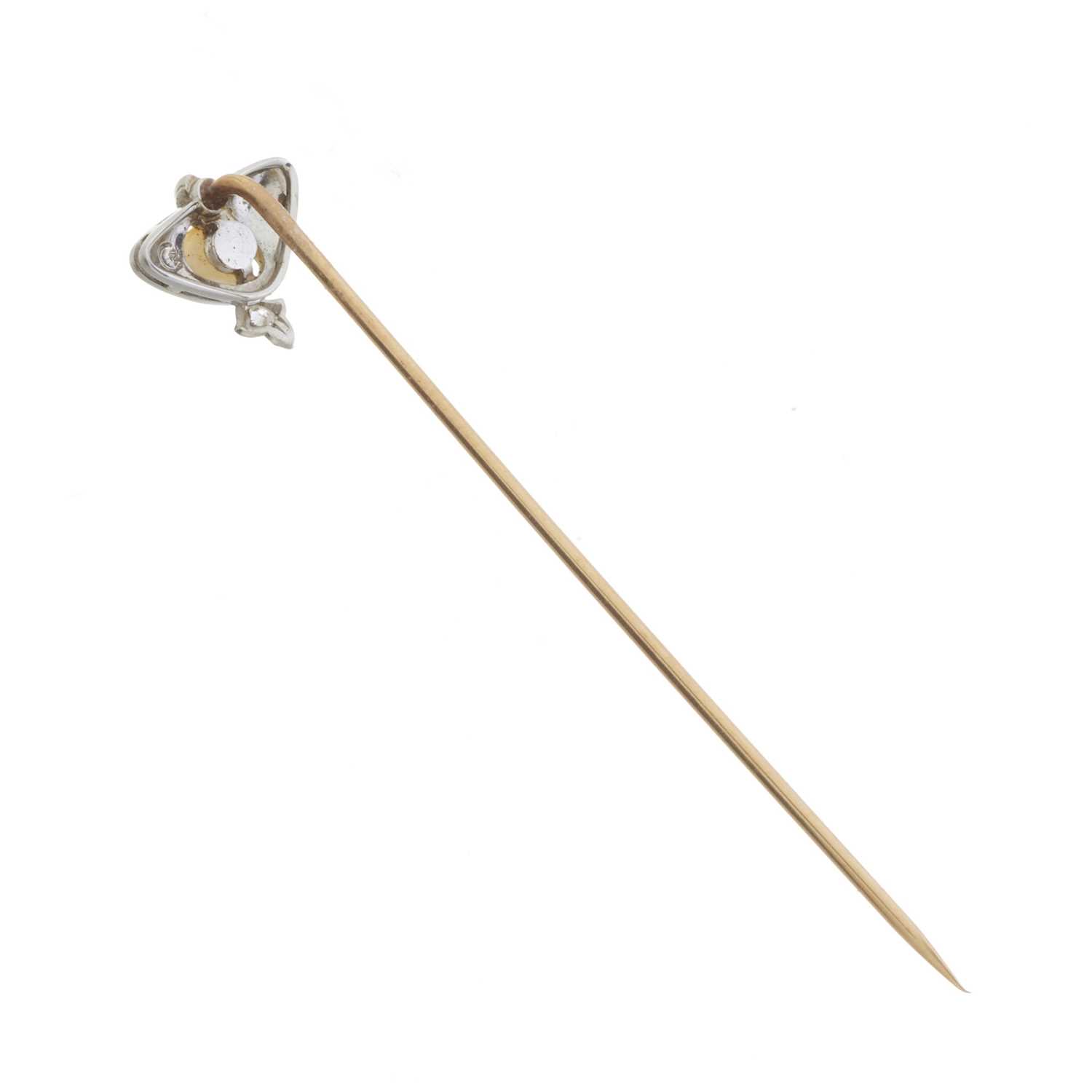 A Belle Epoque platinum and gold, pearl and diamond stickpin - Bild 2 aus 2