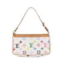 Louis Vuitton x Murakami, a white Multicolore Pochette Accessoires handbag, featuring a white