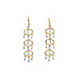 A pair of 18ct gold emerald drop earrings