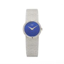 Piaget, an 18ct white gold lapis lazuli bracelet watch
