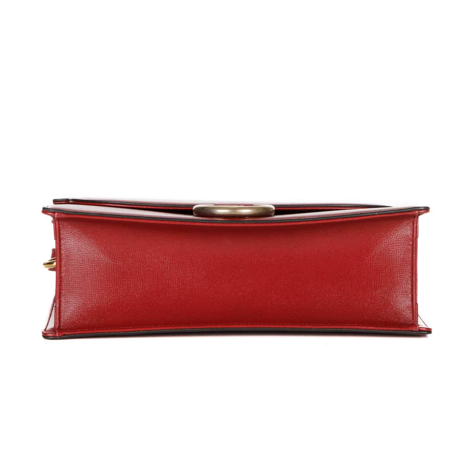 Gucci, a red leather satchel, featuring an adjustable leather shoulder strap, magnetic flap - Image 4 of 5