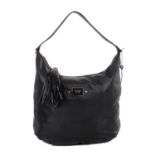 Anya Hindmarch, a black hobo tassel handbag, crafted from black leather, with pale gold-tone