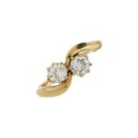 A late Victorian 18ct gold diamond two-stone crossover ring