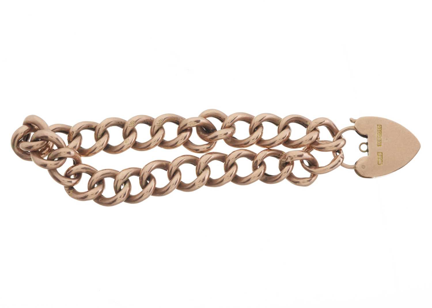 An early 20th century 9ct gold bracelet, with heart-shape clasp - Image 2 of 2