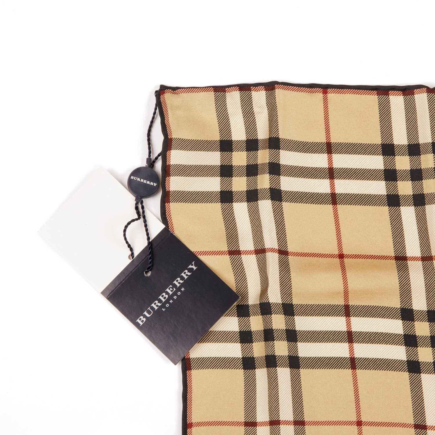 Burberry, two Nova Check silk handkerchiefs, with hand-rolled edges, measuring 47 by 47cm, with - Image 6 of 6
