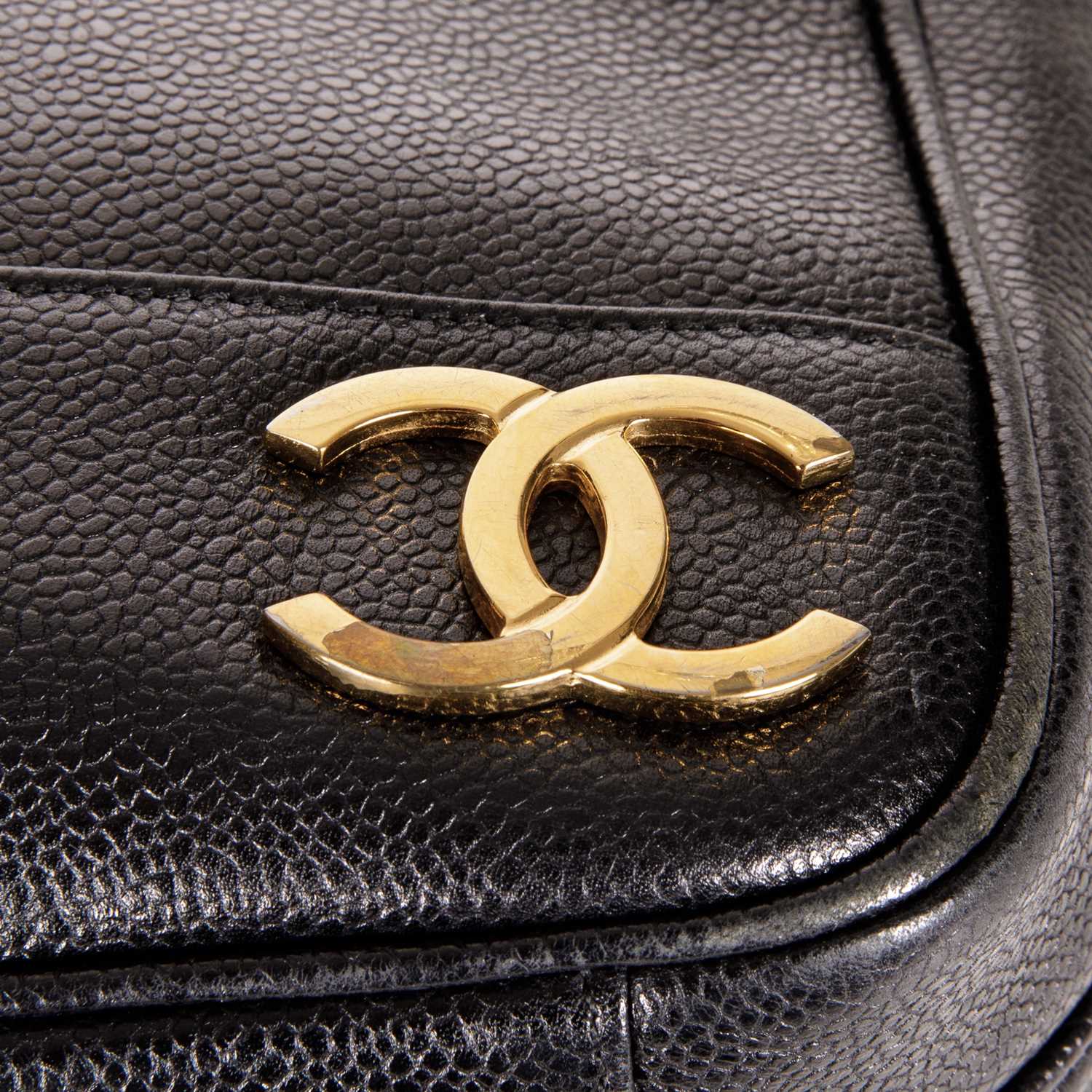 Chanel, a vintage caviar leather handbag, crafted from black caviar leather with gold-tone hardware, - Image 3 of 5