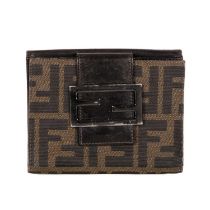 Fendi, a Zucca bifold wallet, crafted from tobacco brown FF monogram canvas with smooth brown