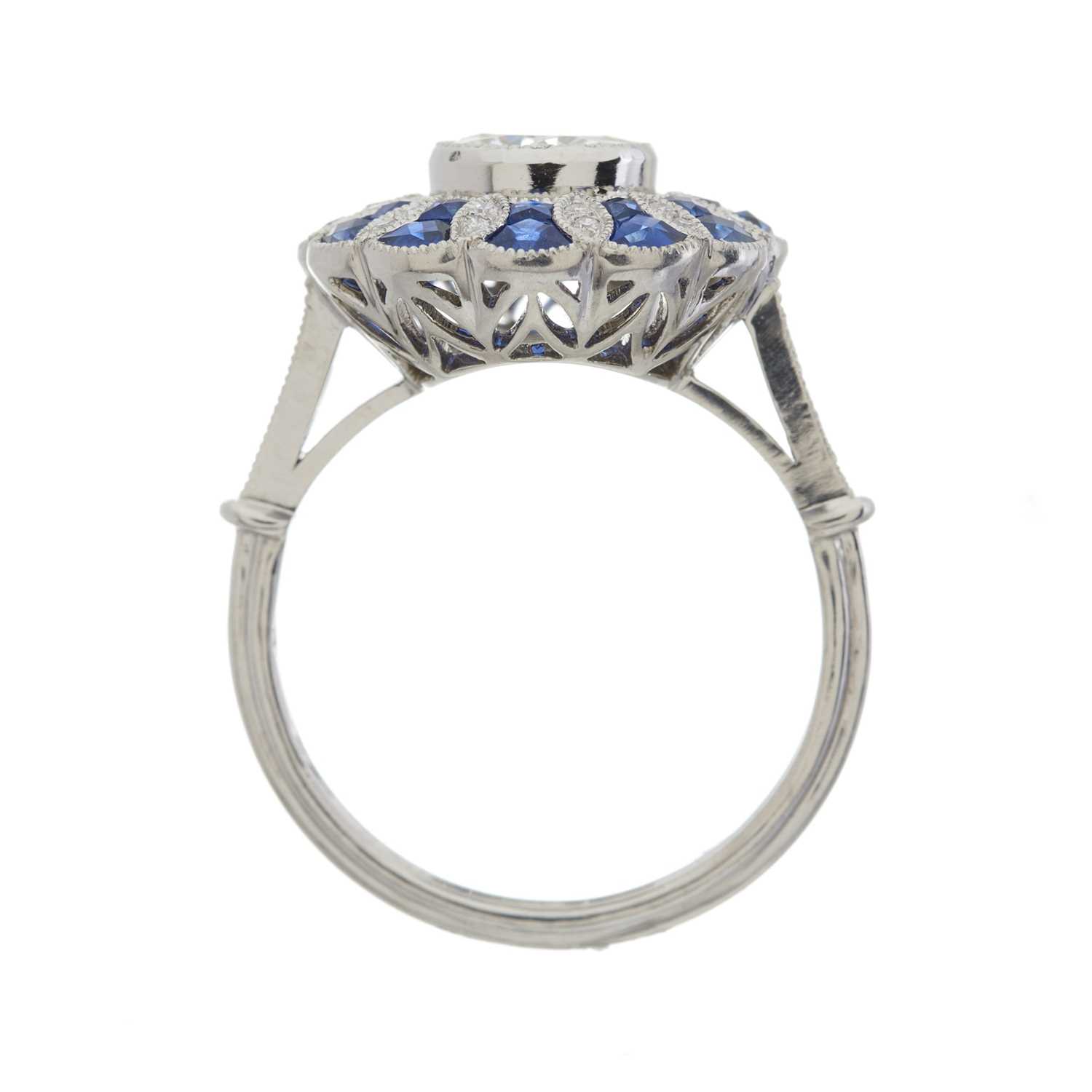 A platinum diamond and sapphire dress ring - Image 2 of 3