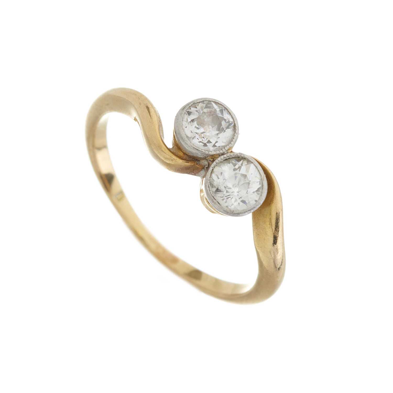 An early 20th century gold old-cut diamond two-stone ring - Image 3 of 3