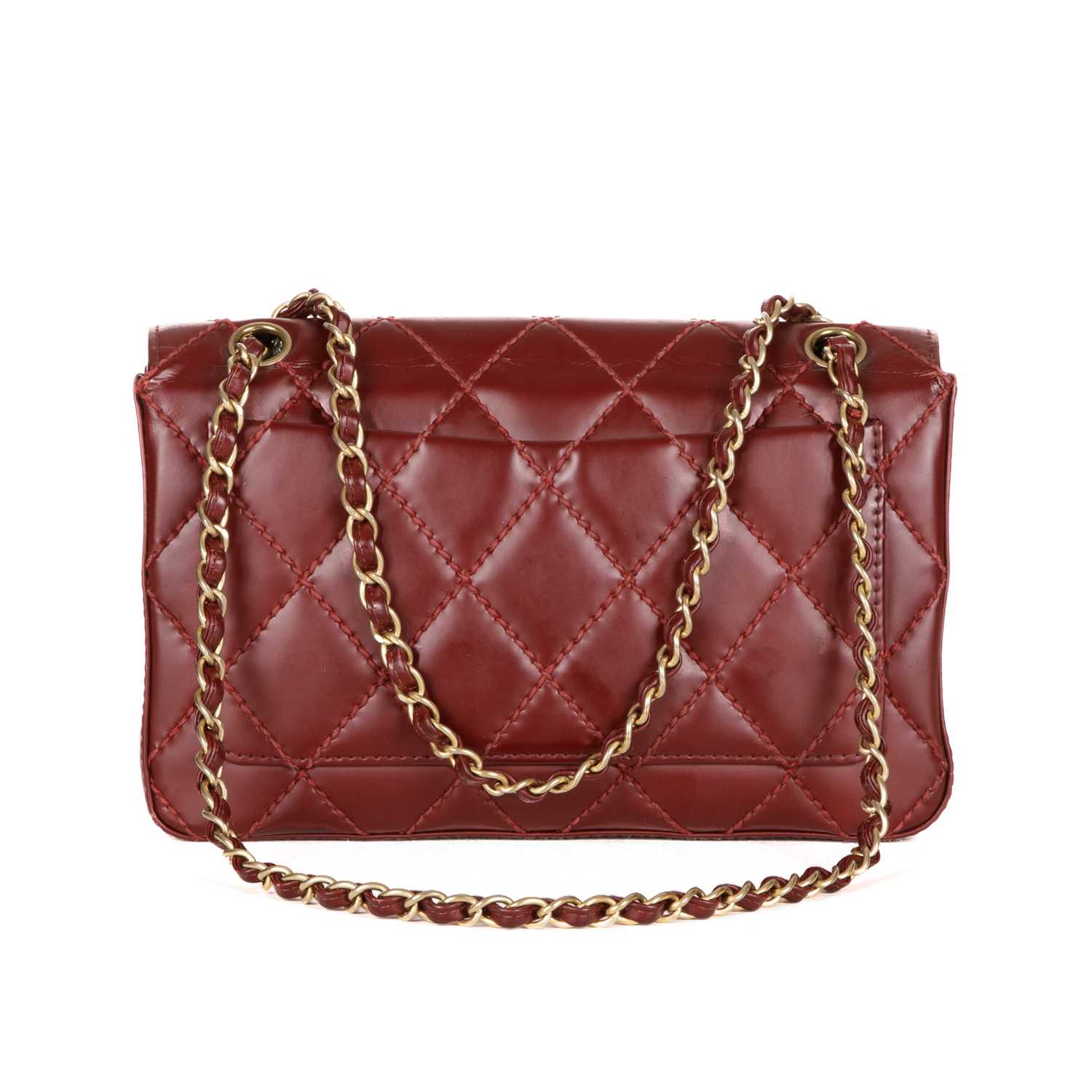 Chanel, a burgundy Wild Stitch Single Flap handbag, featuring the maker's signature wild stitch - Image 2 of 4