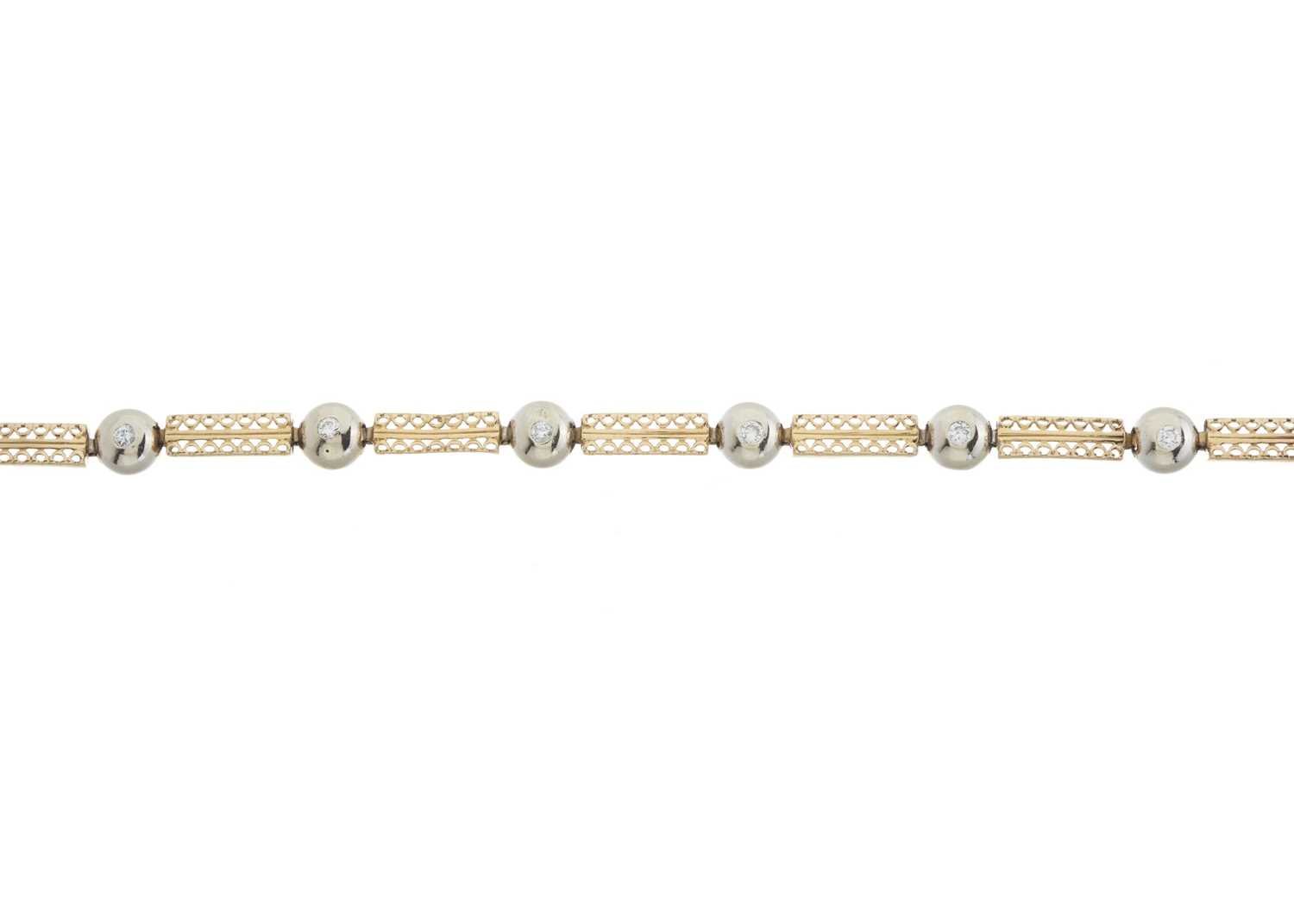 A 9ct bi-colour gold diamond accent bracelet