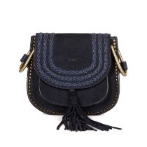 Chloe, a Hudson handbag AF, designed with a blue suede exterior, with blue leather braided