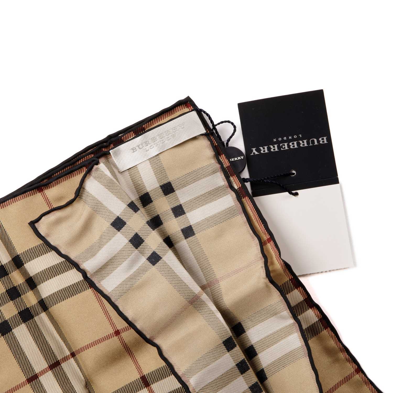 Burberry, two Nova Check silk handkerchiefs, with hand-rolled edges, measuring 47 by 47cm, with - Image 5 of 6