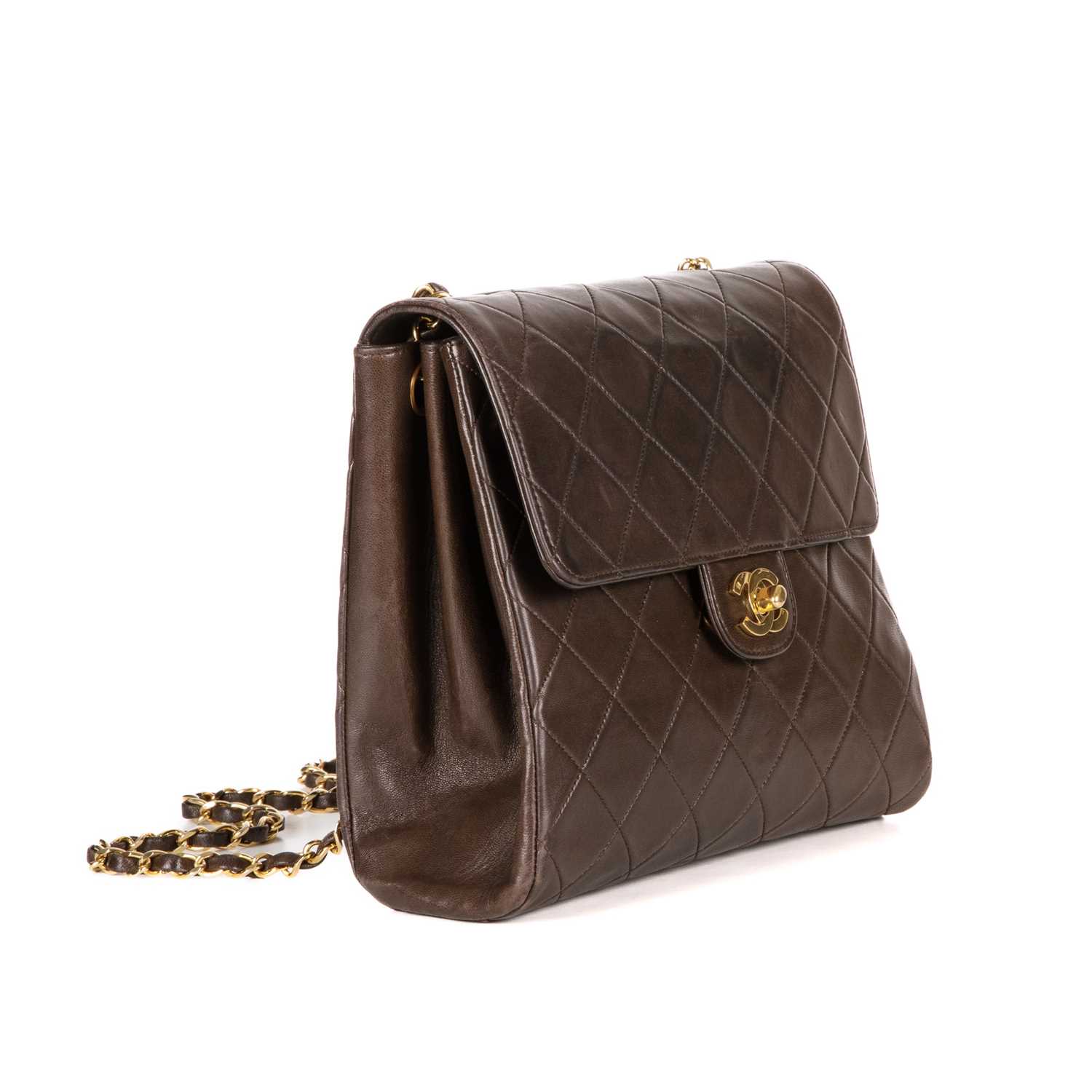Chanel, a vintage Single Flap handbag, designed with a diamond quilted brown lambskin leather - Image 3 of 4