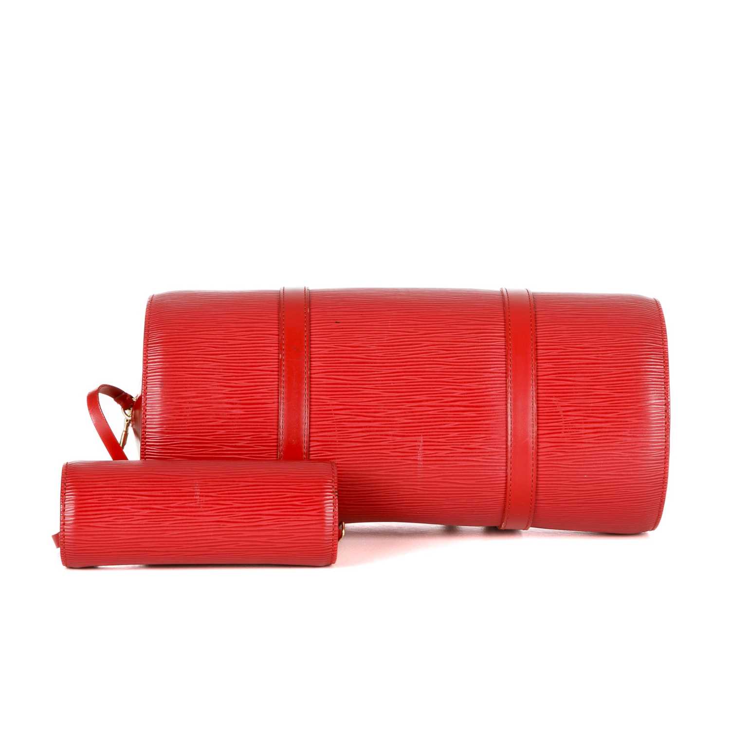 Louis Vuitton, a red epi Soufflot handbag w/pouch, designed with a cylindrical shape, with double - Image 4 of 4