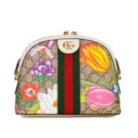Gucci, a Supreme Floral Web Ophidia handbag, crafted from beige GG coated canvas, overlayed with
