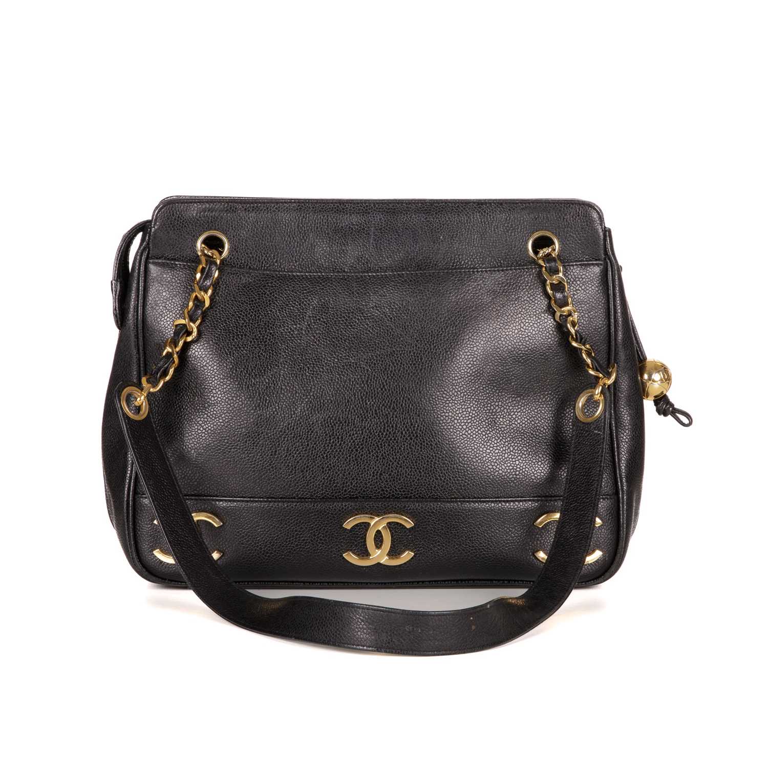 Chanel, a vintage caviar leather handbag, crafted from black caviar leather with gold-tone hardware, - Image 2 of 5